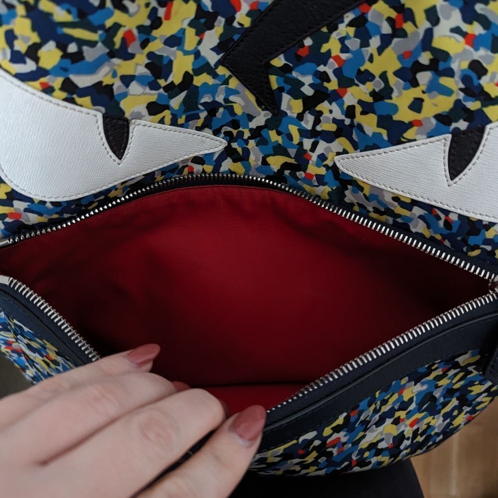 Fendi multicolor confetti print monster eyes nylon backpack bag - Picture 5 of 7